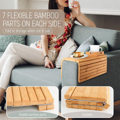 Bamboo Cup Holder Foldable Tray